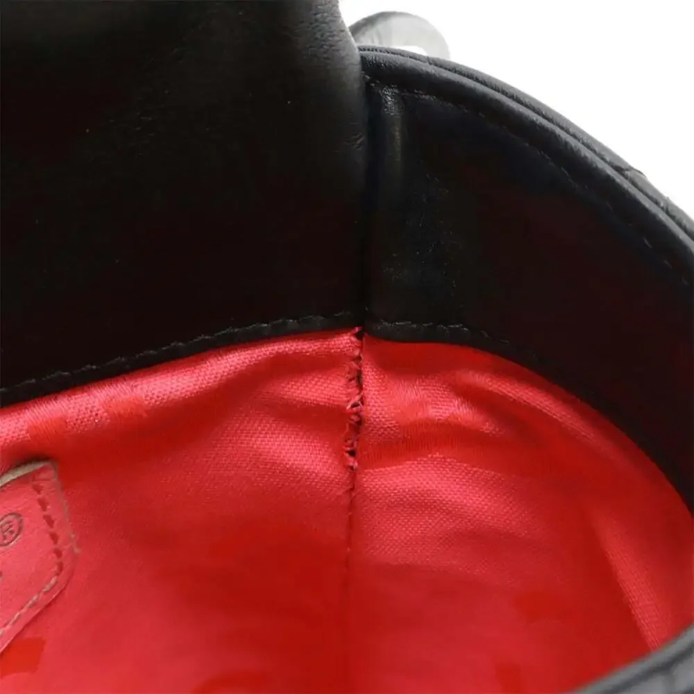 CHANEL Black Leather Logo Pochette Shoulder Bag